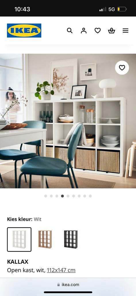 Kallax boekenkast wit met dozen, Huis en Inrichting, Kasten | Boekenkasten, Gebruikt, 150 tot 200 cm, 100 tot 150 cm, 25 tot 50 cm