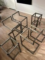 Grijs stalen onderstel barkrukken, Huis en Inrichting, Ophalen, 5 krukken of meer, 60 tot 90 cm, Zo goed als nieuw