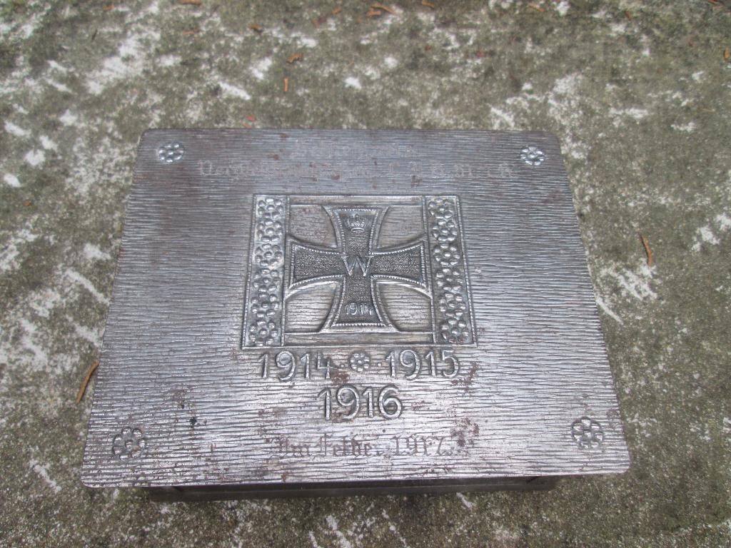 Duits kistje met Ijzeren kruis 1914 schietprijs im Felde TOP, Verzamelen, Ophalen of Verzenden, Landmacht, Nederland
