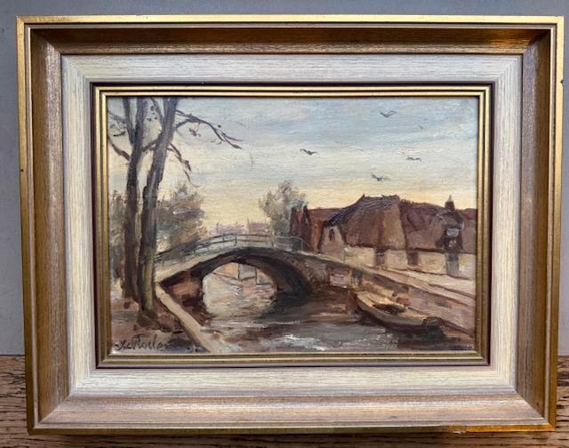 JC Roelandse - brug over de Rijn, Antiek en Kunst, Kunst | Schilderijen | Klassiek, Ophalen