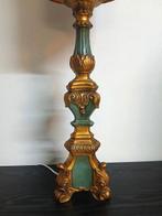 Grote tafellamp barok goud met groen voet - crème lampenkap, Ophalen of Verzenden, Gebruikt, Klassiek / antiek, Minder dan 50 cm