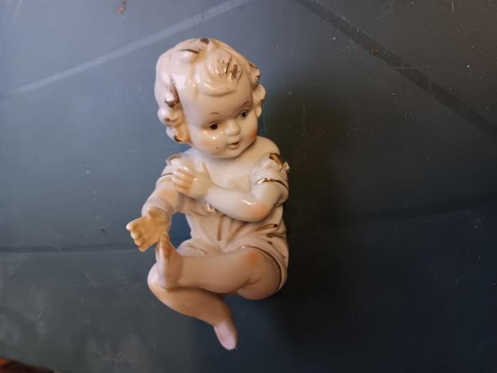 Beeldjes porselein engel. en  keramische tweelingtweeling, Antiek en Kunst, Antiek | Porselein, Ophalen of Verzenden