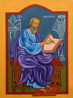 Schilderij-Icoon-Miniatuur “St. Mattheus”, Antiek en Kunst, Verzenden