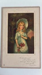 Meisje met gouden krullen,lachende ogen. Hoed met lint, Verzamelen, Ansichtkaarten | Themakaarten, Ophalen, Voor 1920, Kinderen