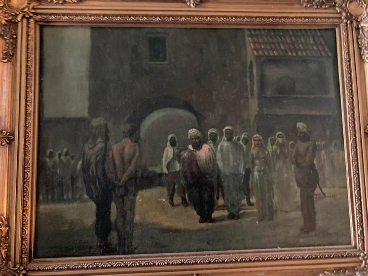Overschiese kunstschilder Piet Lamers arabisch op doek, Antiek en Kunst, Kunst | Schilderijen | Klassiek, Ophalen of Verzenden