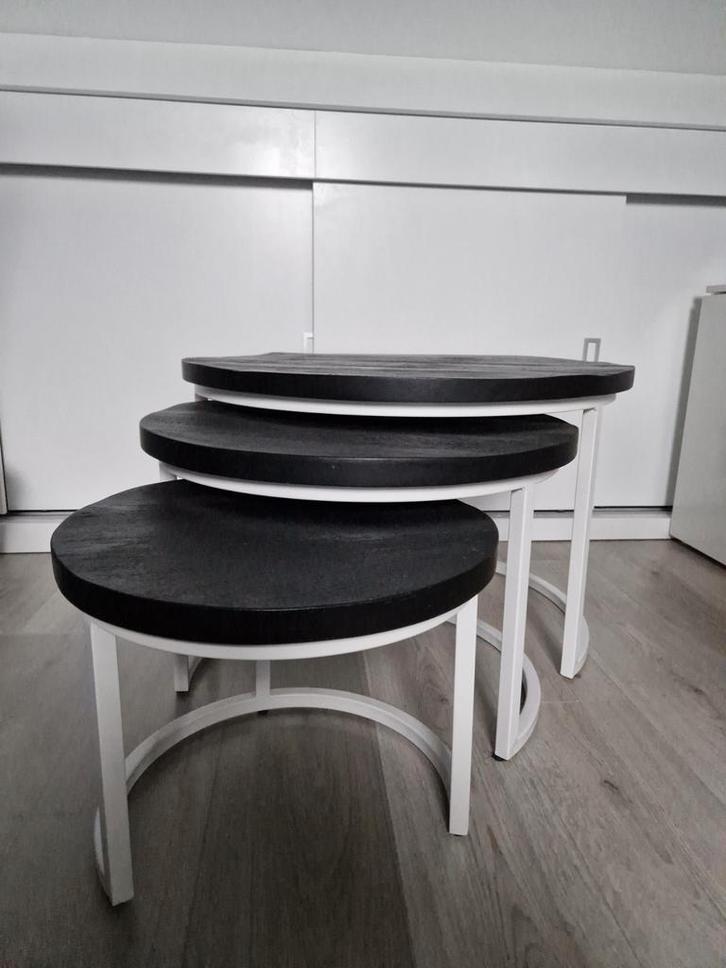 Salontafels set, Huis en Inrichting, Stoelen, Zo goed als nieuw, Eén, Hout, Metaal, Zwart, Ophalen