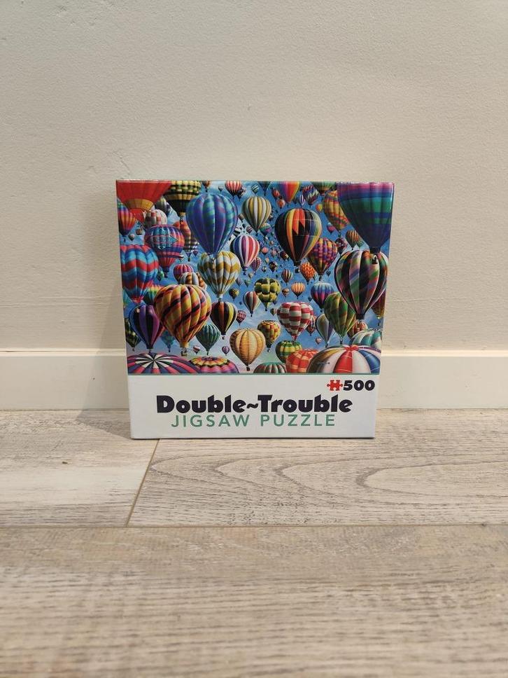 500-delige Double Trouble puzzel – Luchtballonnen, Hobby en Vrije tijd, Denksport en Puzzels, Nieuw, Legpuzzel, 500 t/m 1500 stukjes