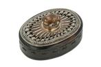 Presse papier, paperweight met zilveren beslag en rooktopaaz, Ophalen of Verzenden, Zilver
