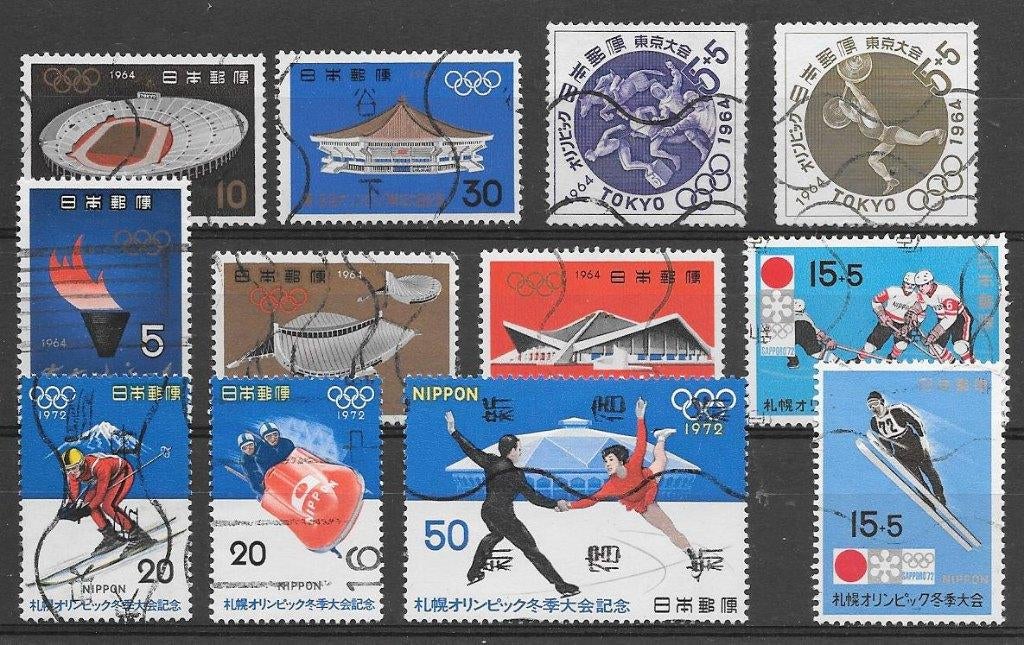 Japan 1964-1972 Diversen Olympische Spelen, Verzenden, Gestempeld, Oost-Azië