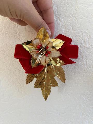 Vintage Kerst versiering Pointsettia met goud blad zgan! beschikbaar voor biedingen