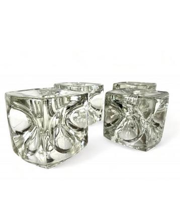 Vintage Rudolf Jurnikl Kandelaren Ice Cube Glas Design Kande beschikbaar voor biedingen