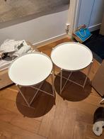 2 Ikea Bijzettafels - Wit, Minder dan 55 cm, Gebruikt, Metaal of Aluminium, Rond