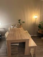 JYSK Eettafel + Bankje, Kunststof, Gebruikt, 100 tot 150 cm, Ophalen of Verzenden