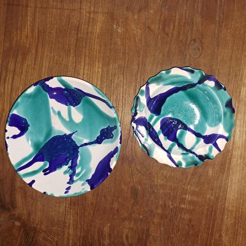 2 Gmundner Keramik Borden uit de "Wasserfall" Collectie, Huis en Inrichting, Keuken | Servies, Nieuw, Bord(en), Overige stijlen