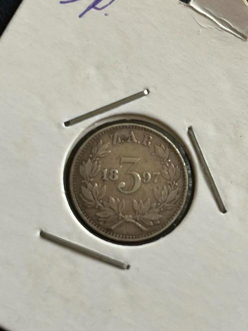 Zuid-Afrika zilveren threepence 1897, Postzegels en Munten, Munten | Afrika, Losse munt, Zuid-Afrika, Zilver, Ophalen of Verzenden