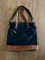 Fratelli leren tas - Donkerblauw/Zwart met bruine accenten, Ophalen of Verzenden, Gebruikt, Zwart, Handtas