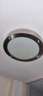 Plafonnière RVS met melkglas inclusief verlichting, Ophalen of Verzenden, Zo goed als nieuw, Metaal