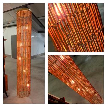 Jaren 60/70 (rotan) plafondlamp  beschikbaar voor biedingen