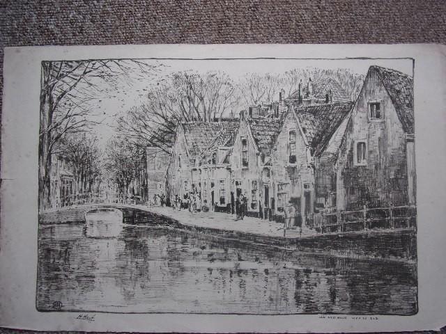 Herman Heuff. Oud Den Haag Wyd en Zyd Litho 1924, Antiek en Kunst, Kunst | Etsen en Gravures, Ophalen of Verzenden