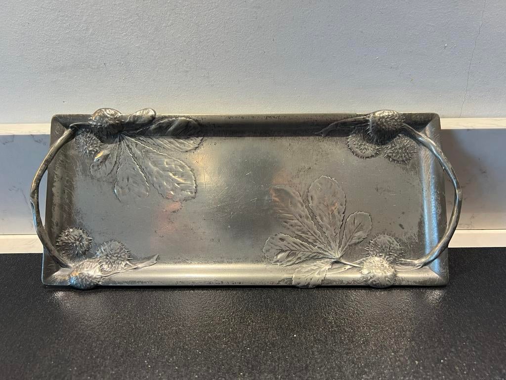 Tinnen serveerblaadje, Kayserzinn, Jugendstill., Antiek en Kunst, Antiek | Tin, Ophalen of Verzenden