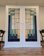 oude glas in lood ensuite SCHUIFDEUREN en suite jaren 30, Ophalen, Gebruikt, Binnendeur, Schuifdeur