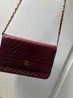 Vintage Burgundy&24kgold single flap lambskin chanel cevron, Ophalen of Verzenden, Gebruikt, Rood, Schoudertasje