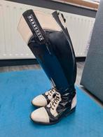 Derby lak rijlaarzen zwart wit bling glitter swarovski, Ophalen of Verzenden, Zo goed als nieuw, Dames, Schoeisel