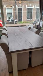 eettafel met stoelen, Huis en Inrichting, Tafels | Eettafels, Ophalen, Landelijk modern, 100 tot 150 cm, 200 cm of meer