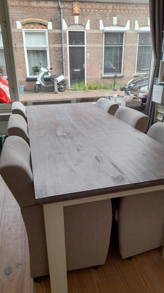 eettafel met stoelen, Huis en Inrichting, Tafels | Eettafels, Zo goed als nieuw, 100 tot 150 cm, 200 cm of meer, Vijf personen of meer