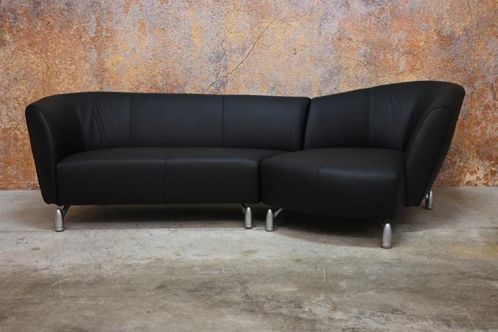 NIEUW beklede zwarte leren Leolux Pupilla design hoekbank, Huis en Inrichting, Banken | Bankstellen, Nieuw, Hoekbank, Vierpersoons of meer