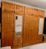 Houten kledingkast met spiegeldeuren, Huis en Inrichting, Kasten | Kledingkasten, Ophalen, Gebruikt, 200 cm of meer, Landelijk