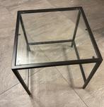 Zwarte bijzettafel met glazen blad, Minder dan 55 cm, Gebruikt, Vierkant, Glas