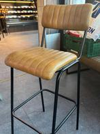 4 Cognac Lederen Barkrukken, Ophalen, Met voetsteun, 60 tot 90 cm, Leer