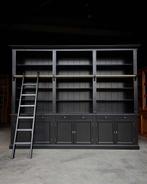 Hoge, Brede bibliotheekkast | Chique zwarte boekenkast #2421, Huis en Inrichting, Kasten | Buffetkasten, Niet ingevuld, 200 cm of meer