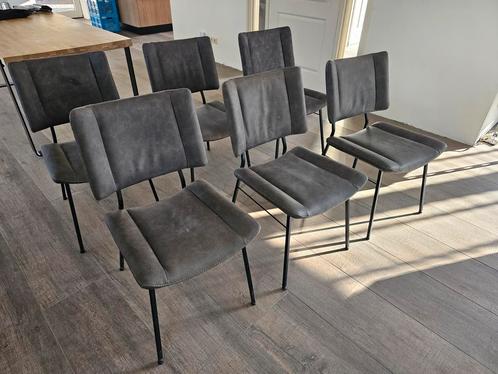 6 Eetkamerstoelen antraciet Xooon Tatum, Huis en Inrichting, Stoelen, Gebruikt, Vijf, Zes of meer stoelen, Stof, Grijs, Ophalen