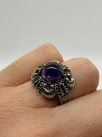 A318 Prachtige zilveren ring amethist maat 18,5, Sieraden, Tassen en Uiterlijk, Antieke sieraden, Ophalen of Verzenden, Zilver