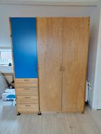 Lundia kledingkast met blauw deurtje, Gebruikt, Grenenhout, 200 cm of meer, 150 tot 200 cm