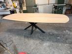 Massief eiken deens ovale eettafel, Ophalen, 100 tot 150 cm, 200 cm of meer, Zo goed als nieuw