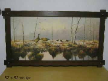 schilderij, wandversiering, fazanten in natuur, houten lijst beschikbaar voor biedingen