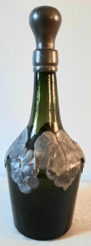 Art-Deco groene karaf met tin beslag beschikbaar voor biedingen