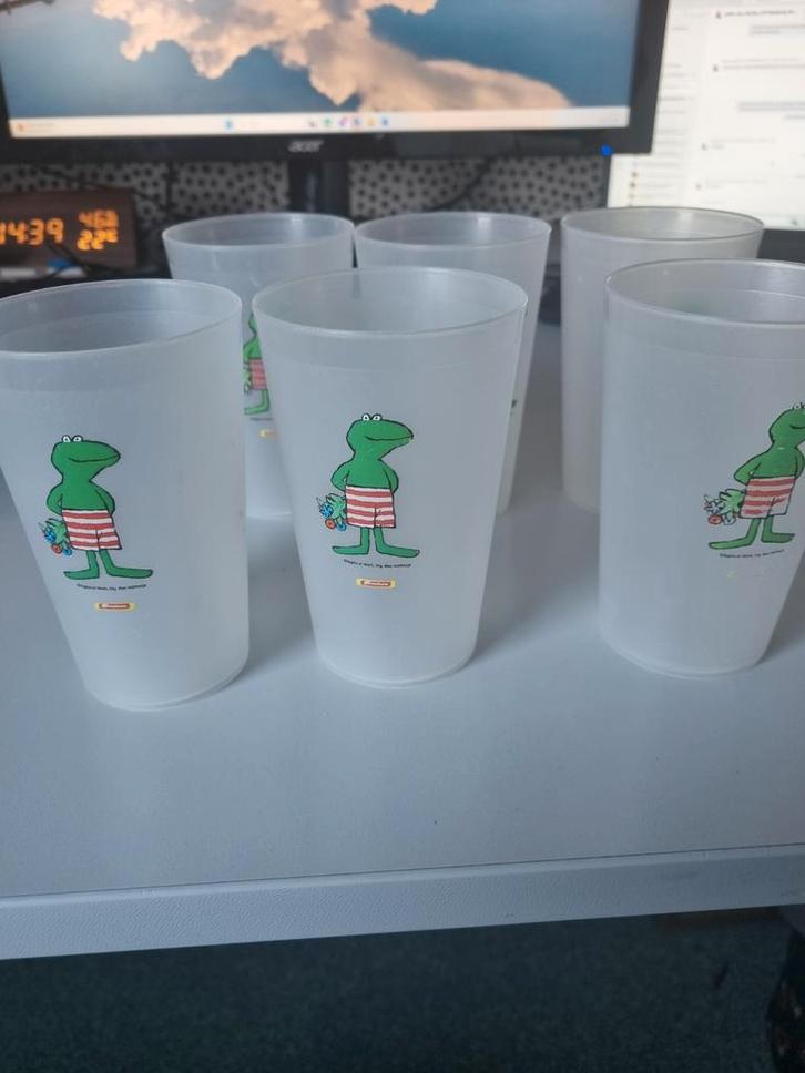 6 plastic drinkbekers Max Velthuijs kikker, Kinderen en Baby's, Overige Kinderen en Baby's, Ophalen of Verzenden