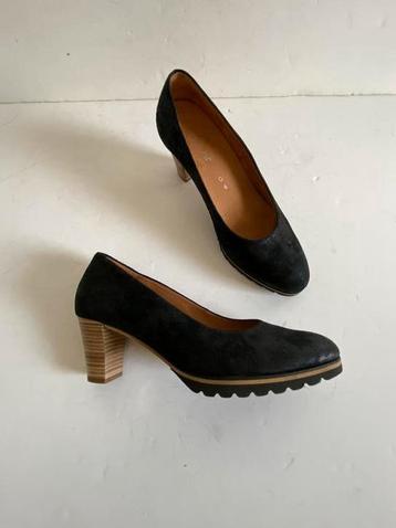 J552 Gabor maat 6=39 G leren pumps schoenen hak zwart leer beschikbaar voor biedingen