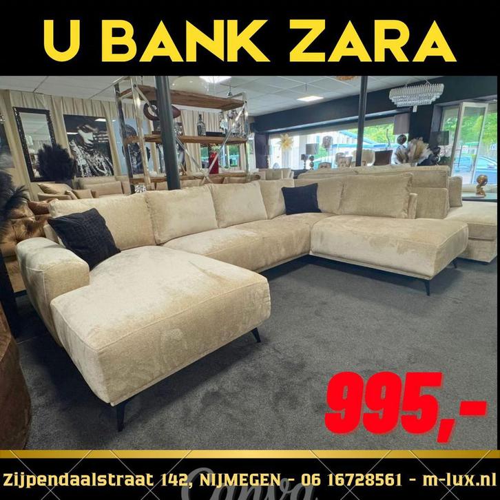 U bank Zara stof - Nieuw voor Laagste prijs, Huis en Inrichting, Banken | Complete zithoeken, Nieuw, Ophalen of Verzenden