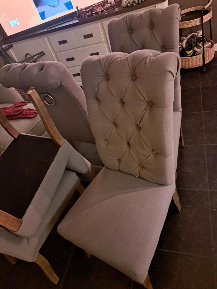 8 Eettafel stoelen Dubbelman Design, Huis en Inrichting, Stoelen, Gebruikt, Vijf, Zes of meer stoelen, Stof, Overige kleuren, Ophalen