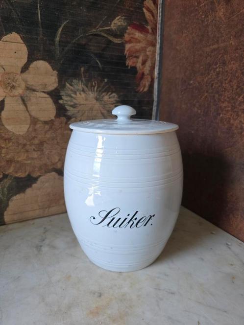 Grote oude witte voorraadpot bandenpot suiker, Antiek en Kunst, Antiek | Servies los, Ophalen of Verzenden
