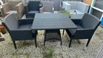 Borek tuinset zwart 2 stoelen en tafel vierkant tuin stoel, Wicker, Tuinset, Eettafel, 2 zitplaatsen