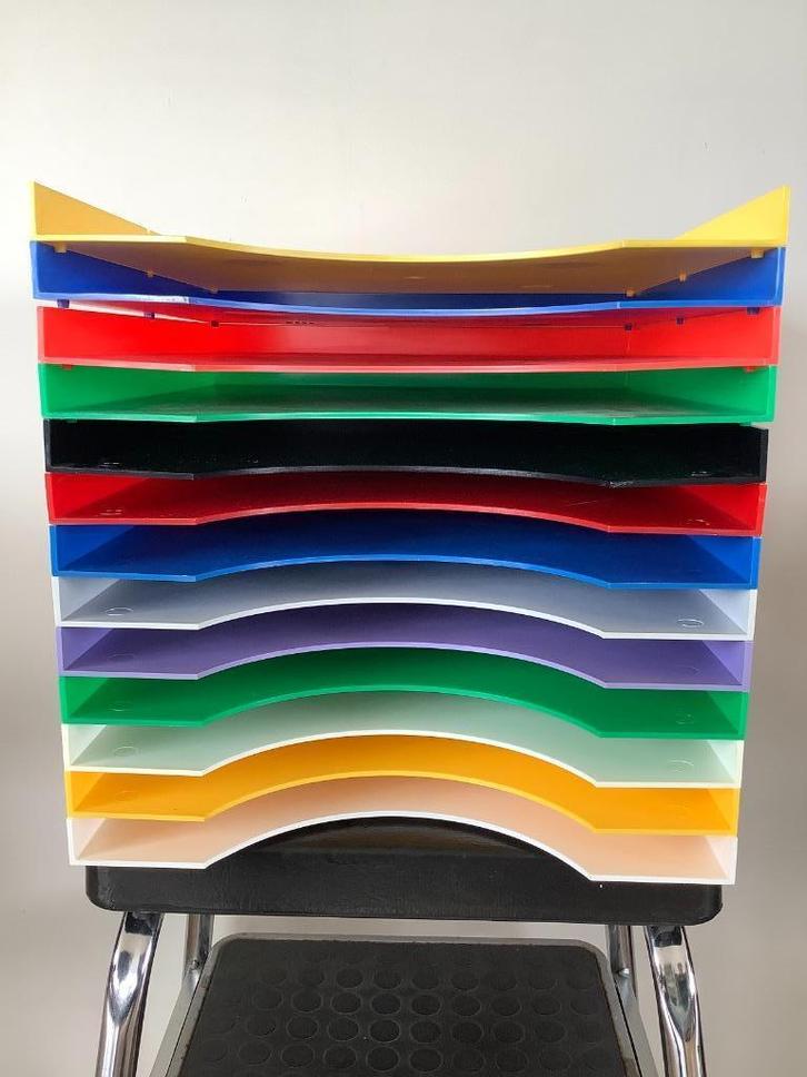 Veel kleuri LP houders DBGM stapelbaar model Tico Audiograph, Verzamelen, Retro, Huis en Inrichting, Verzenden