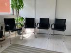 Set van 4 leren eetkamerstoelen., Huis en Inrichting, Stoelen, Ophalen, Gebruikt, Zwart, Metaal