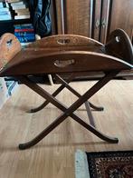 Vintage Houten Dienblad Tafel, Huis en Inrichting, Gebruikt, 55 tot 75 cm, Ovaal, Hout