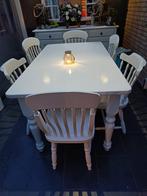 Witte tafel + 6 stoelen tegen elk aannemelijk bod, Huis en Inrichting, Tafels | Eettafels, 50 tot 100 cm, Grenenhout, 150 tot 200 cm